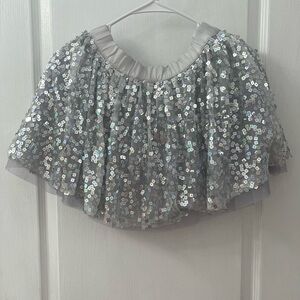 Justice Girls Sequined Skirt size 10 tulle lining Gray/Silver Party Formal